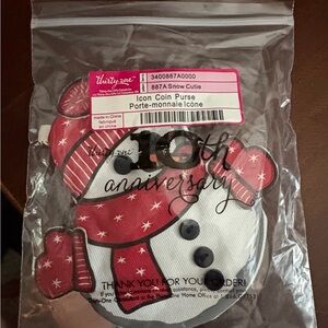 Thirty-One Snowman Coin Purse with Red Accents